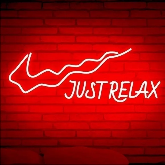 NIKE Just Relax Red Neon Trendy Dorm Bedroom Living Room Outdoor Indoor Decor - Picture 1 of 9